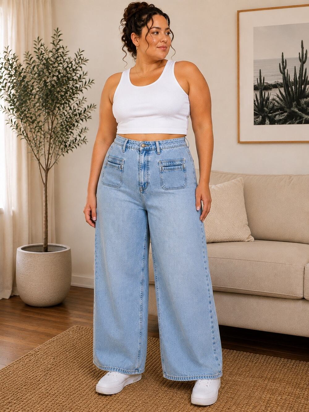 Old Navy High Rise Baggy Wide Leg Jeans Size 22 Light Wash